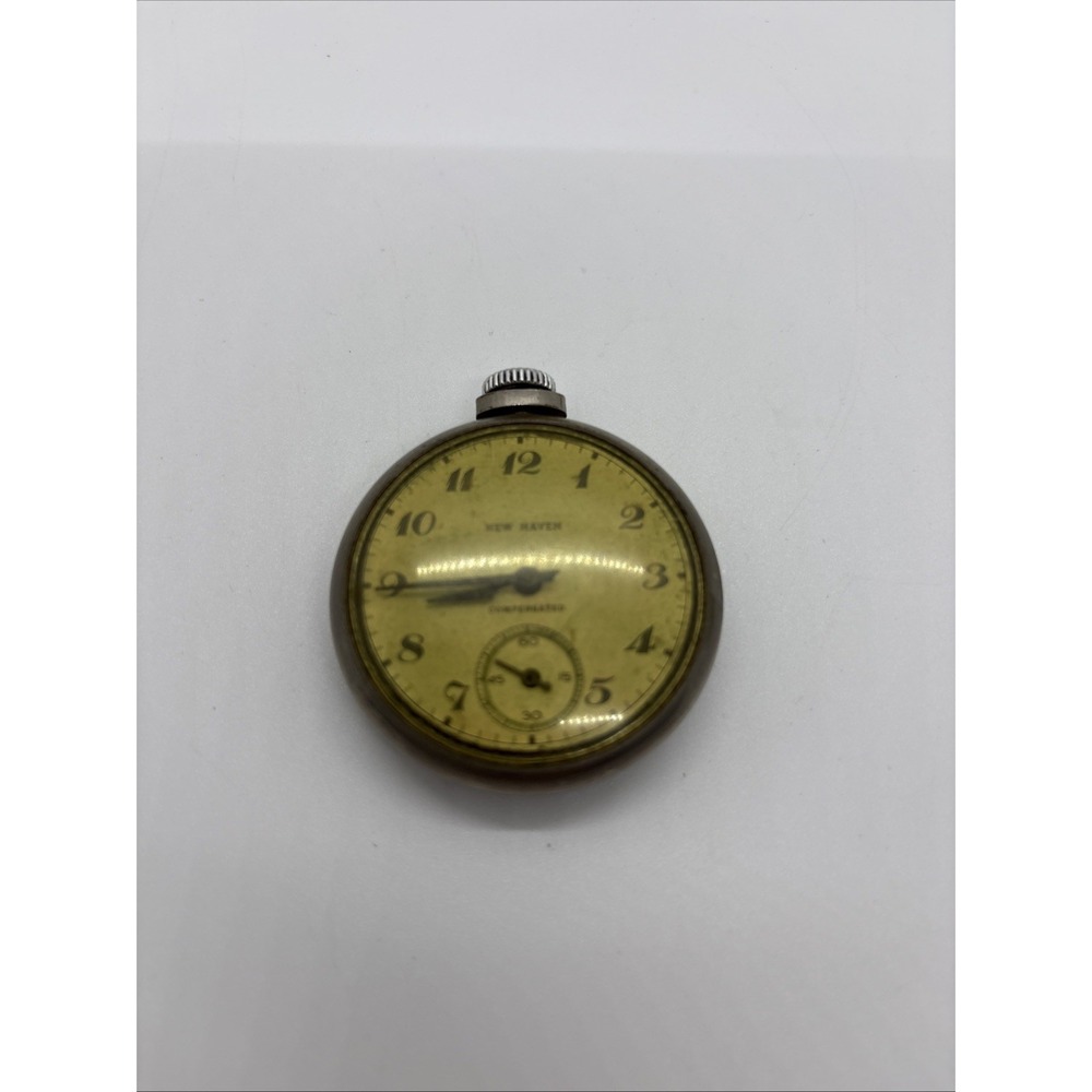 Antique New Haven Pocket Watch Running Mens Silver Analog Vintage Dress Watch